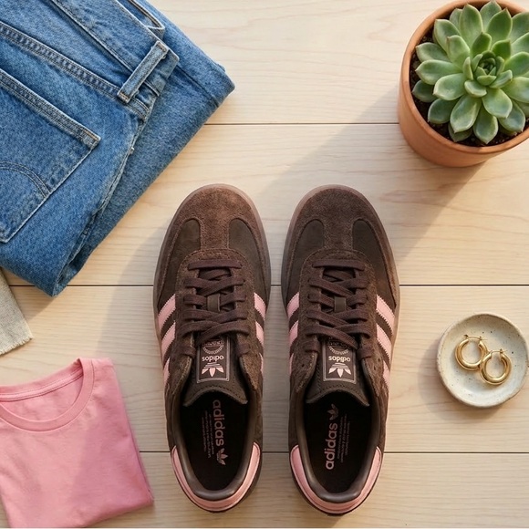 NWT Adidas Sambae Platform Sneakers Brown Pink Mauve JI2744 Size 7.5 Coquette - Picture 2 of 12